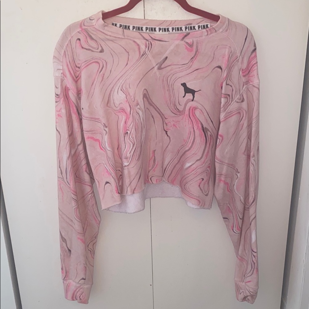 PINK Victoria's Secret Women's Marble Print Crop Top